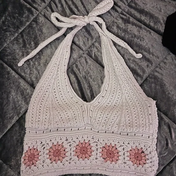 Hollister Tops Hollister Sunflower Crochet Halter Top Poshmark